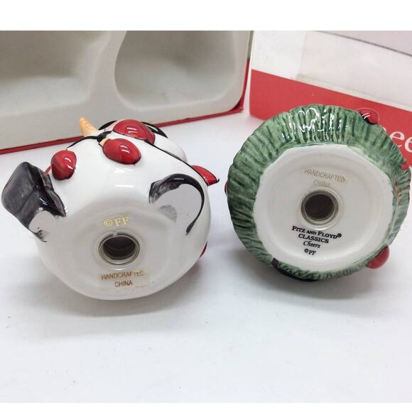 Fitz and Floyd Salt & Pepper Shakers Cheers Snowman and Christmas Tree - Picture 2 of 4